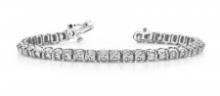 14K WHITE GOLD 2.50 CTW G-H SI2/SI3 HALF BEZEL CIRCLE LINK DIAMOND TENNIS BRACELET