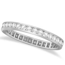 Channel Set Diamond Eternity Ring Band 14k White Gold 1.00 ctw