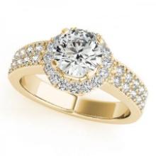 CERTIFIED 18K YELLOW GOLD 1.01 CTW J-K/VS-SI1 DIAMOND HALO ENGAGEMENT RING