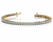 14K YELLOW GOLD 1.50 CTW G-H SI2/SI3 2 PRONG SET ROUND DIAMOND TENNIS BRACELET