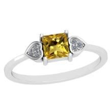 0.53 Ctw I2/I3 Citrine And Diamond 10K White Gold Ring