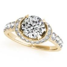 CERTIFIED 18K YELLOW GOLD 1.14 CTW J-K/VS-SI1 DIAMOND HALO ENGAGEMENT RING