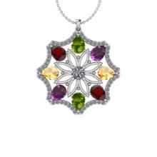 2.24 Ctw I2/I3 Multi Stone And Diamond 10K White Gold Pendant