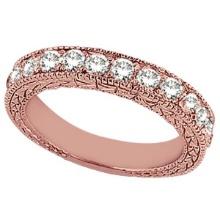 Antique style Style Pave Set Wedding Ring Band 14k Rose Gold 1.00ctw