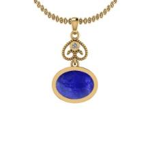 Certified 5.43 Ctw Tanzanite and Diamond I1/I2 14K Yellow Gold Victorian Style Pendant