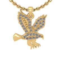 0.28 Ctw SI2/I1 Diamond 14K Yellow Gold Eagle Pendant Necklace