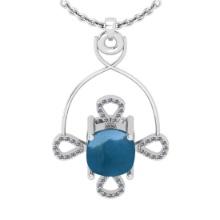 3.40 Ctw SI2/I1 Aquamarine And Diamond 14K White Gold Vintage Style Pendant Necklace