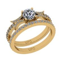 0.95 Ctw SI2/I1 Gia Certified Center Diamond 14K Yellow Gold Bridal Style Wedding set Ring