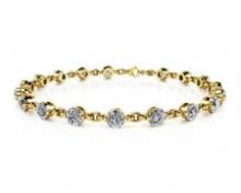 14K YELLOW GOLD 4 CTW J-L SI1/SI2 DIAMOND AND CHAIN LINK BRACELET