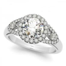 CERTIFIED PLATINUM 2.21 CTW J-K/VS-SI1 DIAMOND HALO ENGAGEMENT RING