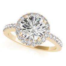 CERTIFIED 18K YELLOW GOLD .85 CTW J-K/VS-SI1 DIAMOND HALO ENGAGEMENT RING