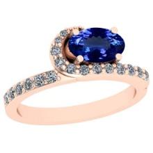 2.63 Ctw VS/SI1 Tanzanite And Diamond 18K Rose Gold Promises Ring