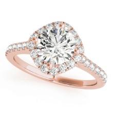 CERTIFIED 18K ROSE GOLD 1.55 CTW J-K/VS-SI1 DIAMOND HALO ENGAGEMENT RING