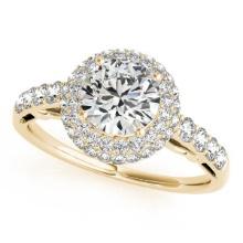 CERTIFIED 18K YELLOW GOLD 1.17 CTW J-K/VS-SI1 DIAMOND HALO ENGAGEMENT RING