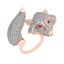 5.90 Ctw Ruby and Diamond 14K Yellow Gold Animal theme Fox Ring