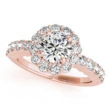 CERTIFIED 18K ROSE GOLD 1.21 CTW J-K/VS-SI1 DIAMOND HALO ENGAGEMENT RING