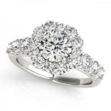 CERTIFIED PLATINUM 2.08 CTW J-K/VS-SI1 DIAMOND HALO ENGAGEMENT RING