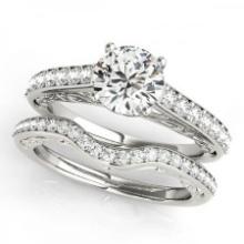 CERTIFIED 18KT WHITE GOLD 1.42 CTW J-K/VS-SI1 DIAMOND BRIDAL SET