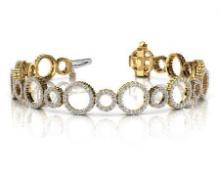 14KT YELLOW GOLD 4 CTW G-H SI2/SI3 ALTERNATING DIAMOND CIRCLE LINK BRACELET