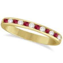 Ruby and Diamond Semi-Eternity Channel Ring 14k Yellow Gold 0.40ctw