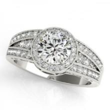 CERTIFIED PLATINUM .92 CTW J-K/VS-SI1 DIAMOND HALO ENGAGEMENT RING