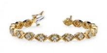 14KT YELLOW GOLD 2 CTW G-H SI2/SI3 X PATTERN DIAMOND BRACELET