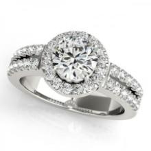 CERTIFIED PLATINUM 1.30 CTW J-K/VS-SI1 DIAMOND HALO ENGAGEMENT RING