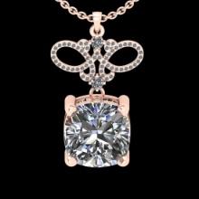 1.77 Ctw SI2/I1 Diamond 18K Rose Gold Pendant Necklace