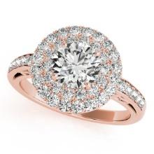 CERTIFIED 18K ROSE GOLD 1.53 CTW J-K/VS-SI1 DIAMOND HALO ENGAGEMENT RING