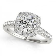 CERTIFIED PLATINUM 1.17 CTW J-K/VS-SI1 DIAMOND HALO ENGAGEMENT RING