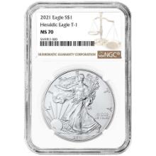 Certified Uncirculated Silver Eagle 2021 MS70 NGC Type 1