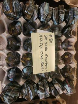 Tray of 20 Jabo Rainbow hex tops and Emb. bases