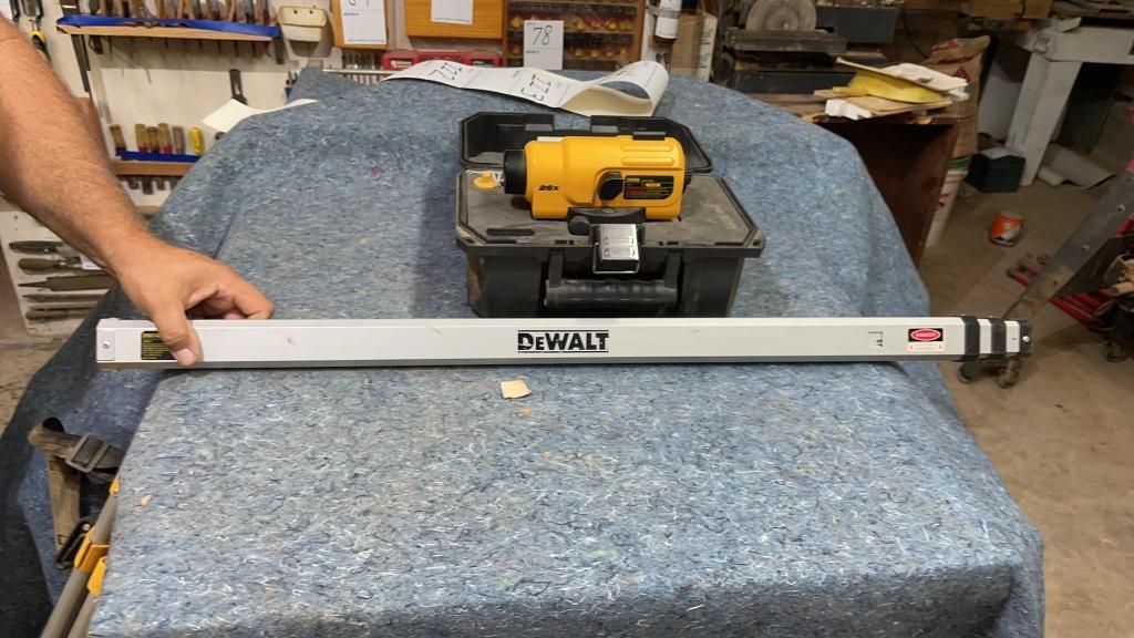 Dewalt laser level with tripod and measuring tool