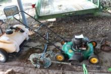 Push lawn mower with weed eater