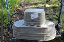 Small & large galvanized metal wash tubs