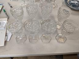 8 Fostoria Hex Water Goblets