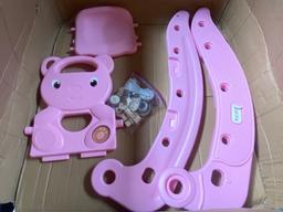 Costway 4-in-1 Rocking Horse & Slide Set Toddler Slide Playset w/Basketball Hoop