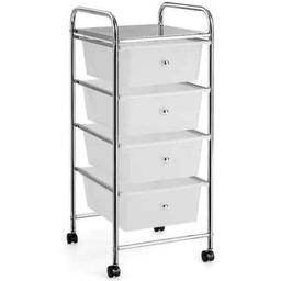 12.5 in. W x 30 in. H Clear Plastic 4-Drawer Cart Storage Bin Organizer Rolling
