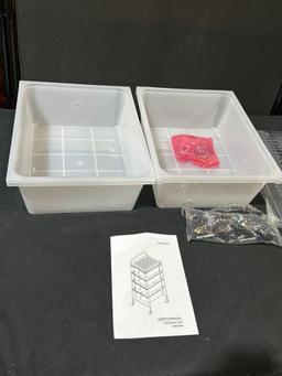 12.5 in. W x 30 in. H Clear Plastic 4-Drawer Cart Storage Bin Organizer Rolling