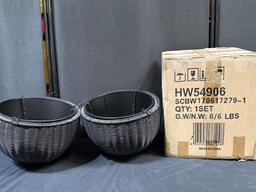 Set 13.8? Round Rattan Hanging Planters