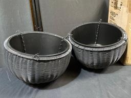 Set 13.8? Round Rattan Hanging Planters