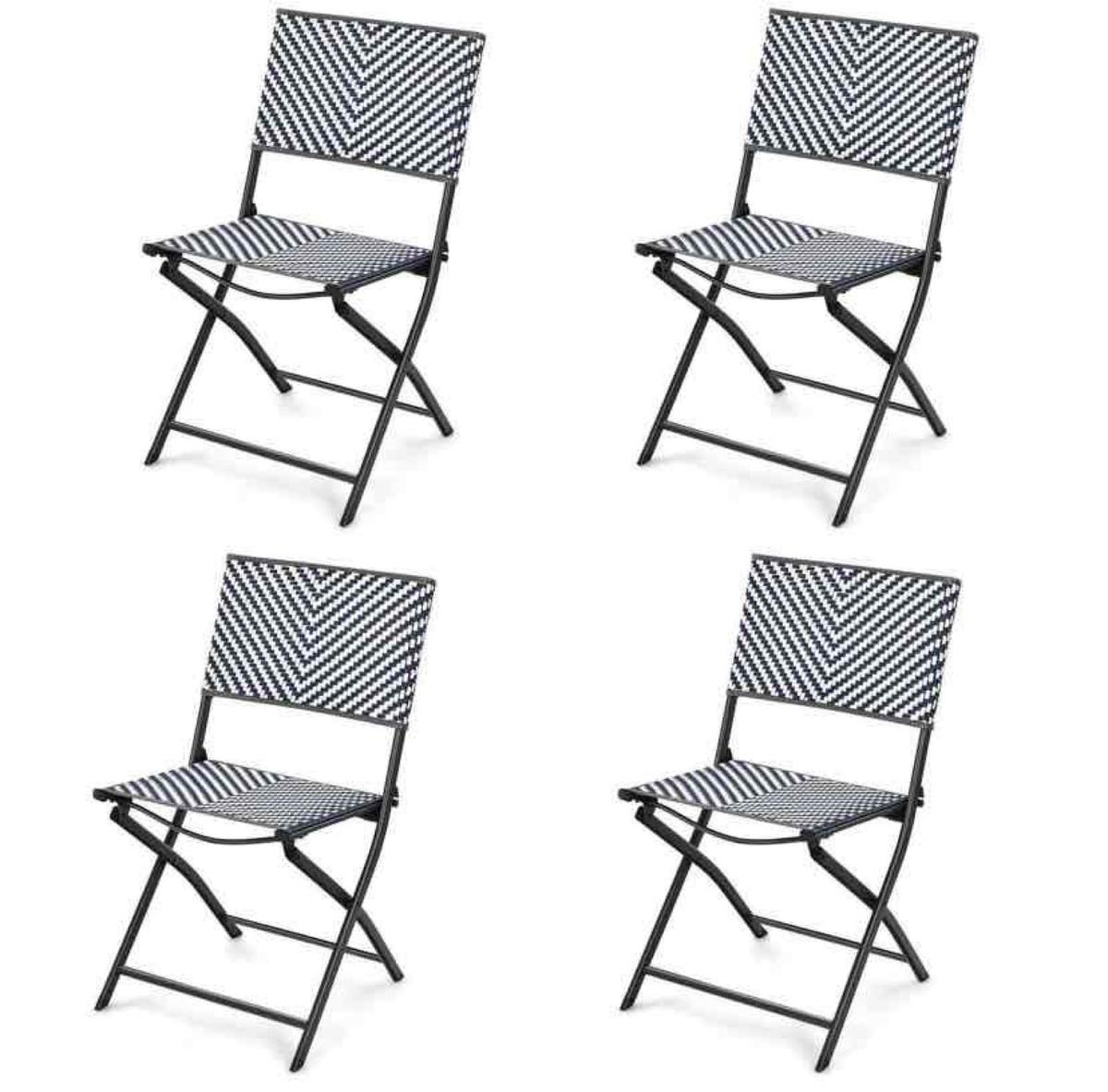 Costway Set of 4 Patio Folding Rattan Dining Chairs for Camping and Garden