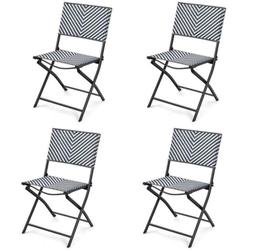 Costway Set of 4 Patio Folding Rattan Dining Chairs for Camping and Garden
