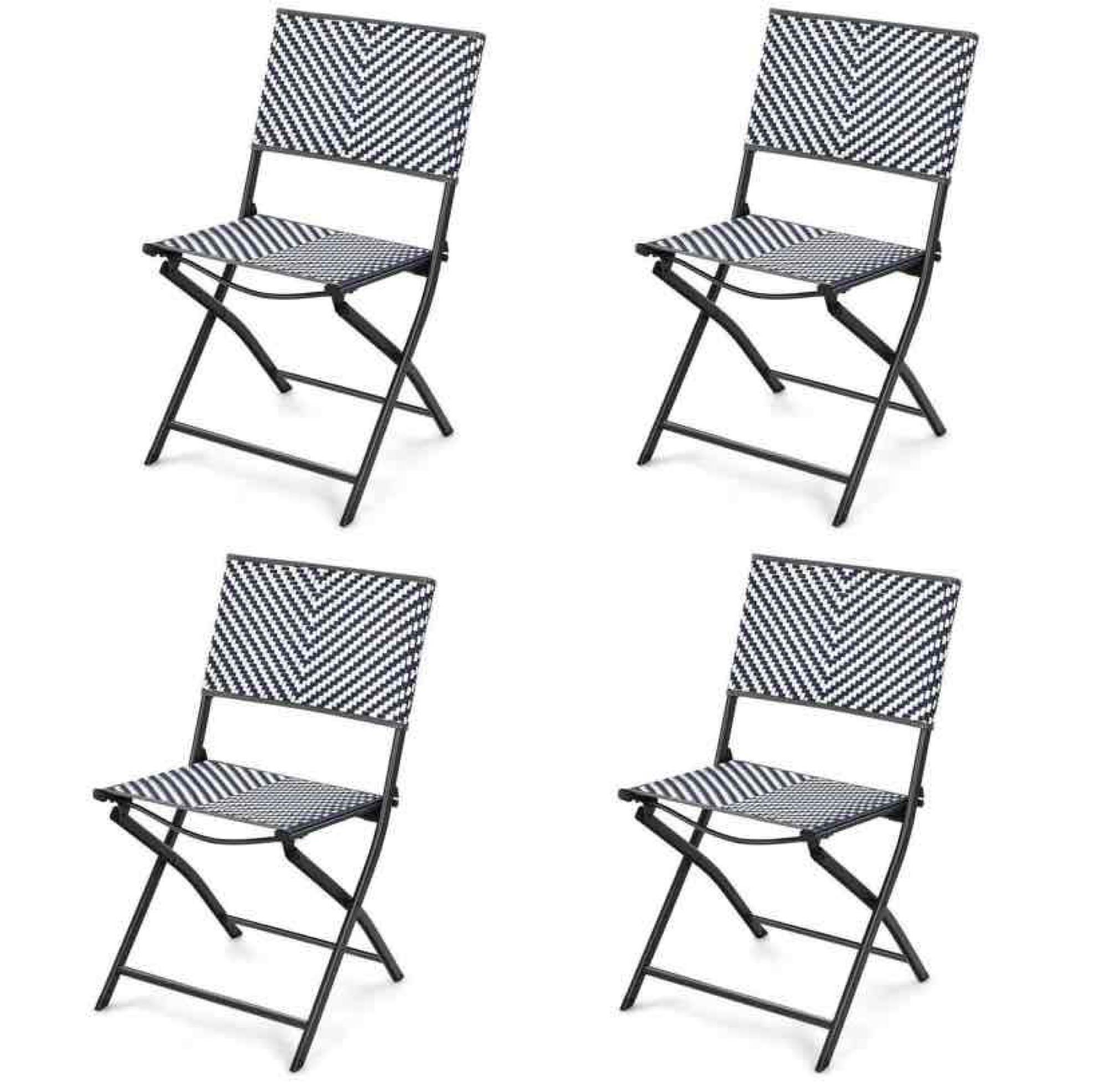 Costway Set of 4 Patio Folding Rattan Dining Chairs for Camping and Garden