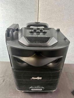 Moukey Karaoke Machine, PA System Subwoofer, Portable Bluetooth Speaker w/ 2 Wireless Microphones,