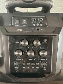 Moukey Karaoke Machine, PA System Subwoofer, Portable Bluetooth Speaker w/ 2 Wireless Microphones,