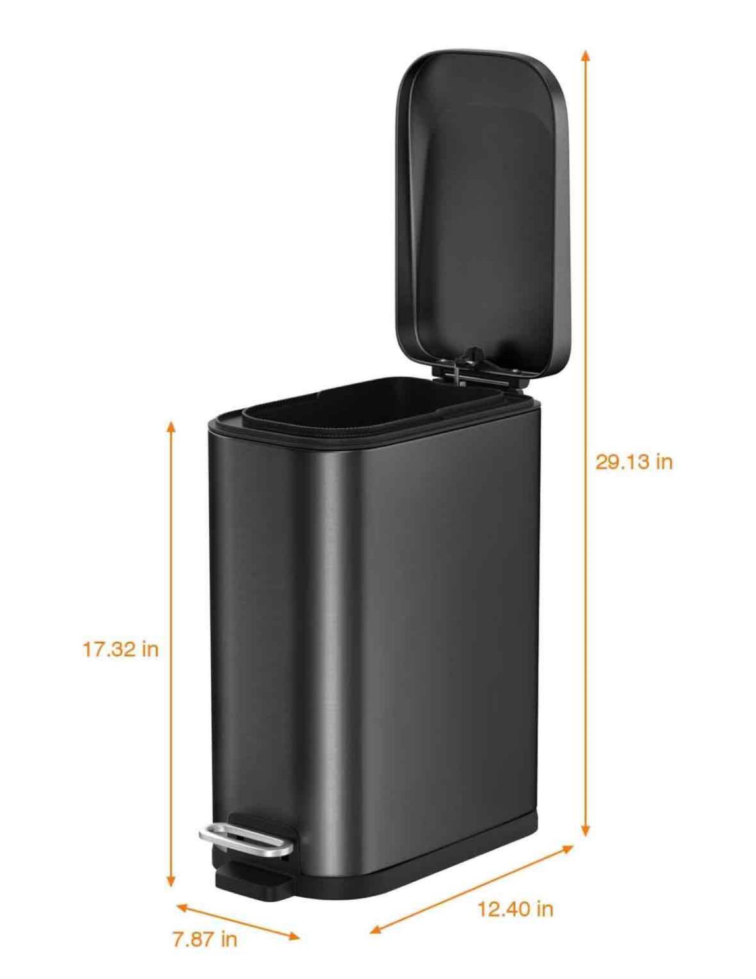 BETHEBEST 15 Liter/4 Gallon Trash Can with Soft Close Lid,Stainless Steel Trash Can with Removable