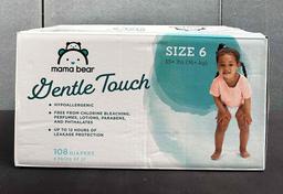 Amazon Brand - Mama Bear Gentle Touch Diapers, Hypoallergenic, Size 6, 108 Count (4 packs of 27)