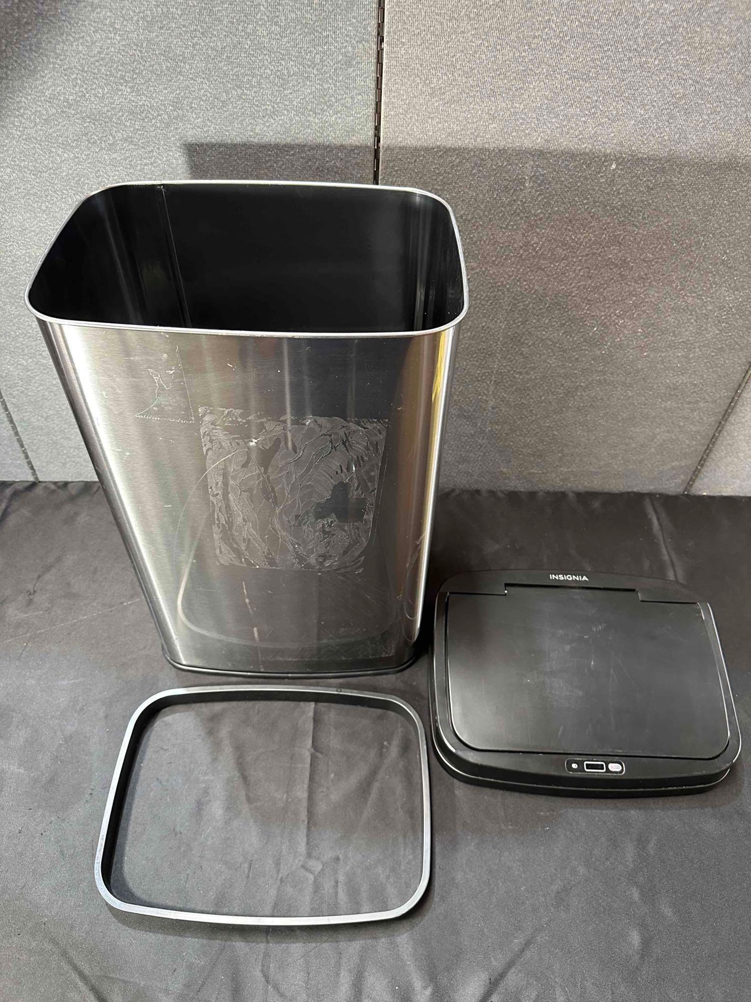 Insignia - 13 Gal. Automatic Trash Can - Stainless Steel