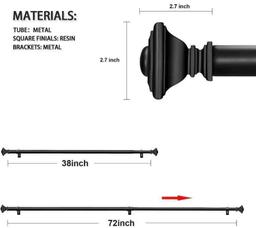 BRIOFOX Black Adjustable Curtain Rod